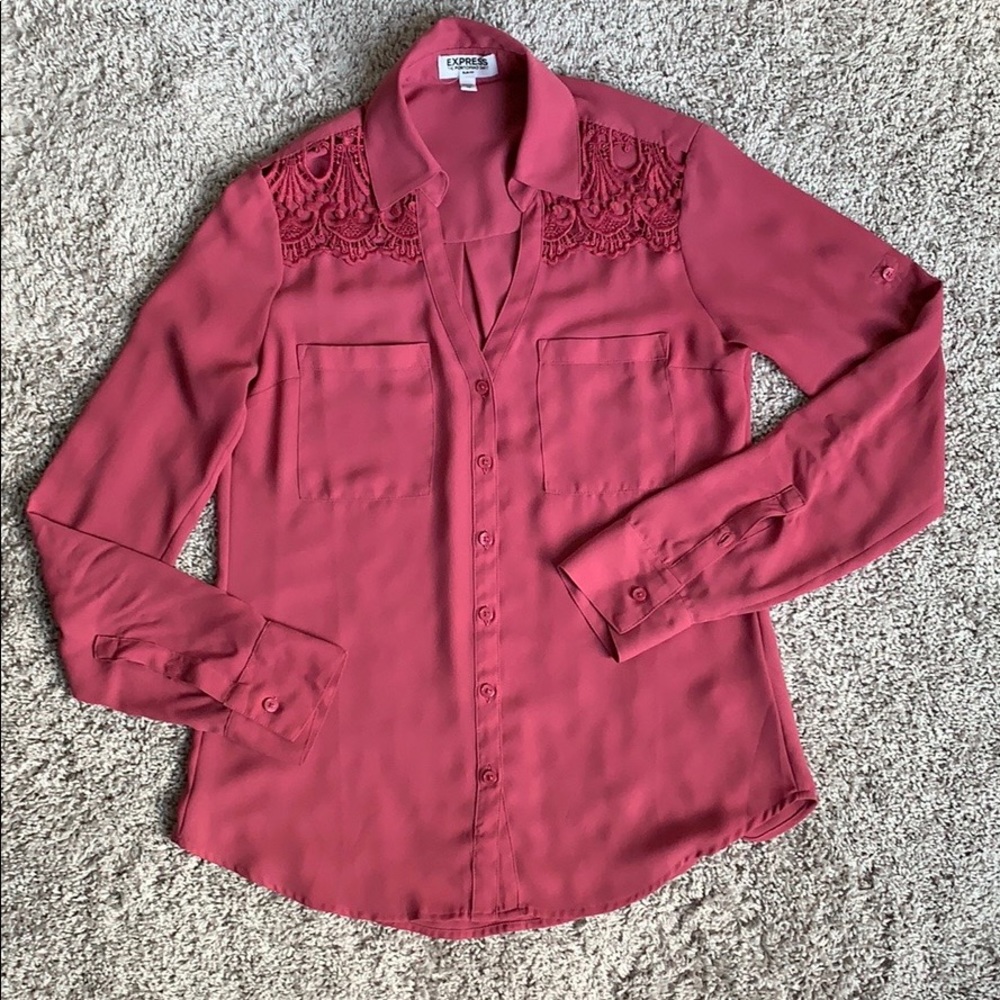 Express SLIM FIT LACE DETAIL PORTOFINO SHIRT - Picture 3 of 5